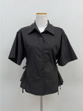 [short-sleeve ver] Ribbon Poplin Loose Fit Shirt