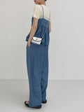Summer denim banding wide pants