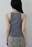 Pigment washing ribbed sleeveless