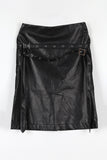 Two-belted leather midi skirt