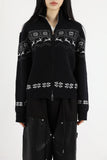 Nordic black knit zip-up