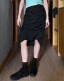 STRIPE SHIRRING LAYERED SKIRT