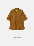 Flower embroidery punching short sleeve shirt