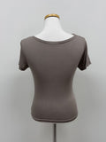 Draped Boat Neck Short Sleeve T-Shirt