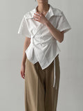 [Short sleeve ver.] Loke Wrap Shirring Shirt