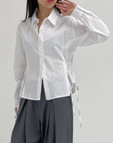 Ribbon Poplin Loose Fit Shirt