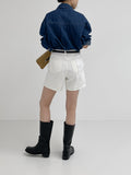 Herringbone Cotton Wide Shorts