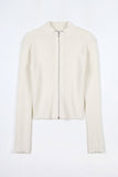 Basic ribbed knit zip-up