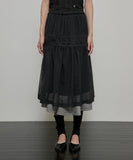 Layered Crinkle Check Skirt