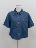 PLEASE DENIM CROP HALF SLEEVE JACKET
