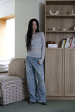 Root wide stud denim