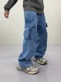 Venti semi-wide denim cargo pants