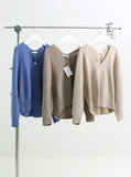 [Premium] Whole garment alpaca V-neck knitwear