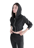 CUT LINE CROP HOODIE