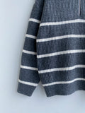 Stripe Half Zip-Up Knit