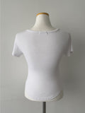 Marine Square Neck Crop Short Sleeve T-shirt