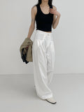 Ariel Cotton Pin-Tuck Wide Pants