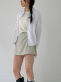 Linen round neck short sleeve T-shirt