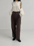 [unisex] Loop Two Tuck Brushed Wide Slacks