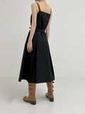 [Belt set] Pleated Bustier Long One Piece