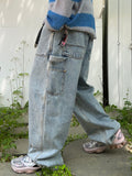 Double Knee Snow Washed Work Denim