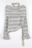 Stripe choker off-shoulder knit