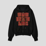 Groovy Fingerhole Patch Crop Hood Zip-Up