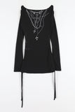 Cross long net knit