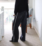 Tone-on tassel black denim