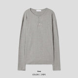 Overlock Henley Neck Knit Long Sleeve