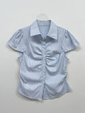 Wonder Shirring Cap Short Sleeve Blouse