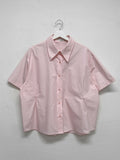Poplin Two-Way Loose Fit Short Sleeve Shirt
