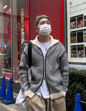 Mix Wool High-Neck Knit Zip-up