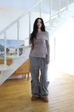 Angora fur off-shoulder knit