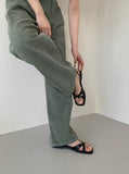 Ribbon strap flip-flop sandals