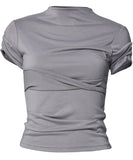 Asymmetrical Draped Mock Neck T-Shirt