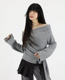 Clio wrap diagonal knit top