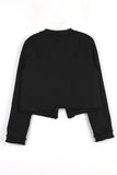 V-neck slim tweed jacket