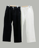 Aura one-tuck cotton brushed wide pants