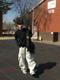 Lamuse Gray Cargo Curved Denim Pants
