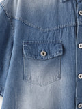Leaf Snap Short Sleeve Denim Shirt