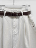 [Belt SET] Claw Pintuck Bermuda Denim Pants