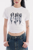 Fade shadow print crop T-shirt