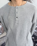 Tove Waffle Henley Neck Long Sleeve