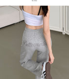 Back Embroidery Point Semi Bootcut Banding Pants