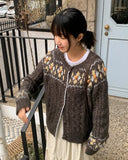 Yokun bokashi pom pom knit cardigan