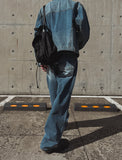 Faber slub washed wide denim
