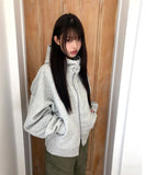 [Brushed Lining] Lao Fleece Two-Way Crop Adjust Hood Zip-Up
