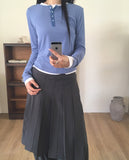 Horse Half Button Ribbed Long Sleeve T-Shirt