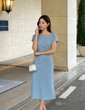 Jelenin Draped Shirred A-line One Piece
